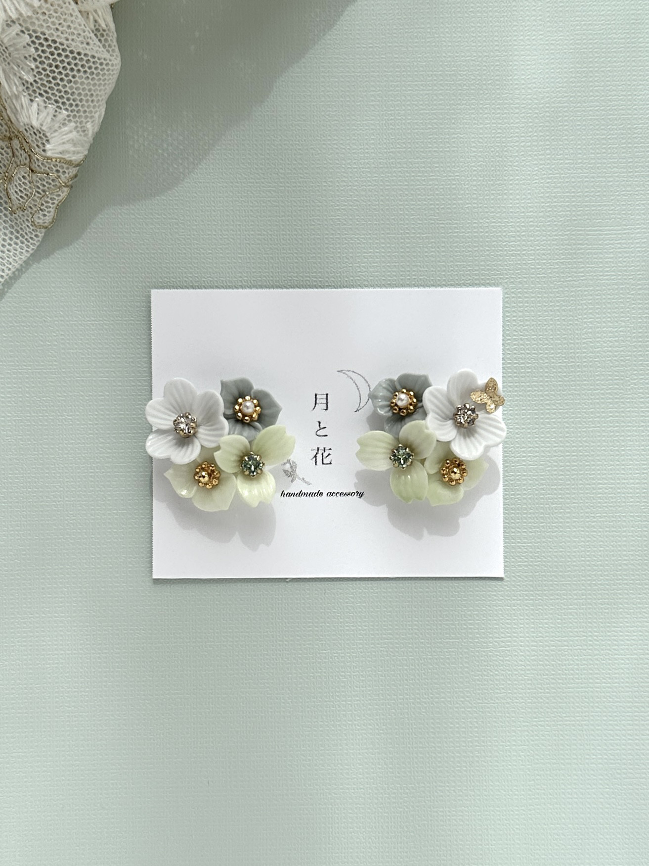 蝶と花 ピアスorイヤリング 選べるイヤーアクセサリー