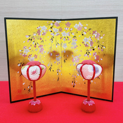 専用] 錫箔花かすみ十曲一本物 屏風 13号 お正月飾り用に・ひな祭り用