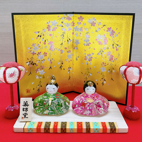 お雛様小道具【桜金屏風 高さ15cm＆桜ぼんぼり一対】ひな祭り