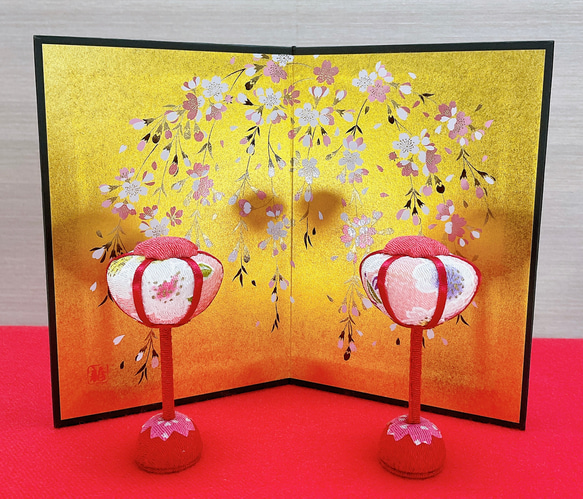 お雛様小道具【桜金屏風 高さ15cm&桜ぼんぼり一対】ひな祭り お雛様小道具【桜金屏風 高さ15cm&桜ぼんぼり一対】ひな祭り