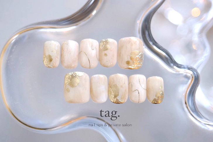 gold & gold nuance | ネイルチップ　ニュアンス　和装　ゴールド　ベージュ　グレージュ　成人式