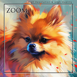 【犬花爛漫 - ポメラニアン犬 No.1】モダンアートポスター 犬の絵 犬の絵画 犬のイラスト 3枚目の画像