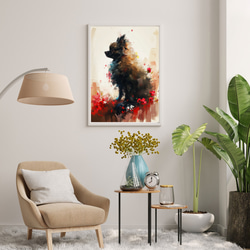 【犬花爛漫 - ポメラニアン犬 No.3】モダンアートポスター 犬の絵 犬の絵画 犬のイラスト 7枚目の画像