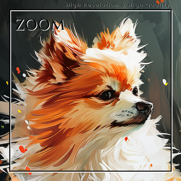 【犬花爛漫 - ポメラニアン犬 No.5】モダンアートポスター 犬の絵 犬の絵画 犬のイラスト 3枚目の画像