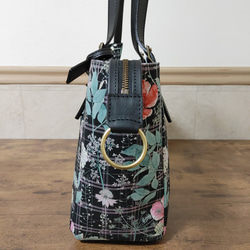 ◆限定商品◆ 革とリバティ生地のファスナー付きトートバッグ『Irma's Garden』MK-RS3ツイリースカーフ付き 11枚目の画像