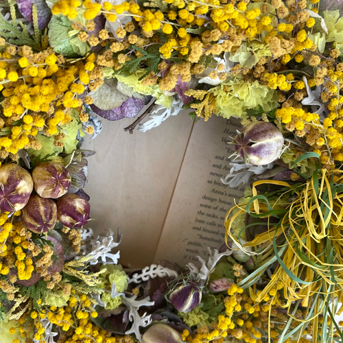 ミモザと紫陽花&ニゲラとスターチスのリース リース SOPO-Kukka 通販