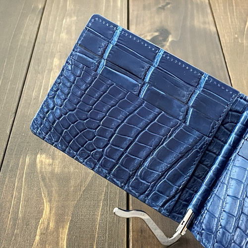 藍染 クロコダイル 無双 マネークリップ 藍 マネークリップ CUERO