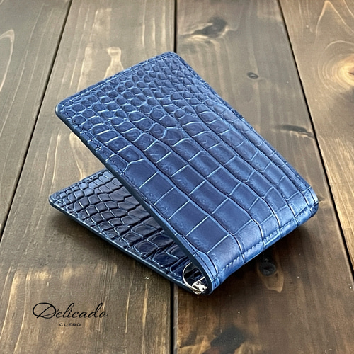 藍染 クロコダイル 無双 マネークリップ 藍 マネークリップ CUERO