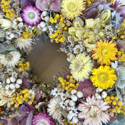 ミモザと紫陽花&ヘリクリサムのリース《母の日ギフトフラワー》 3枚目の画像