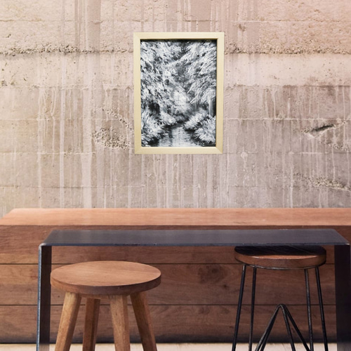 油絵 油彩 油彩画 絵 絵画 【白黒の森の川】 絵画 HR 通販