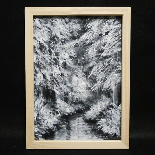 油絵 油彩 油彩画 絵 絵画 【白黒の森の川】 油絵 油彩 油彩画 絵 絵画 【白黒の森の川】 絵画 HR 通販 17371072
