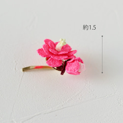鮮やかピンクの立体刺繍✿梅の花ポニーフック 5枚目の画像