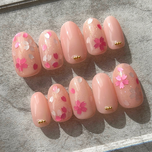 きらんきらんな桜ネイル/春ネイル/ピンクネイル/フラワーネイル