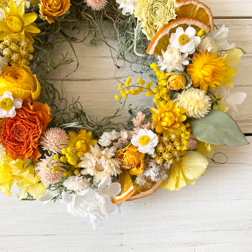 ビタミンカラーのハーフリース　ドライフラワーリース ビタミンカラーのハーフリース ドライフラワーリース ビタミンカラーの