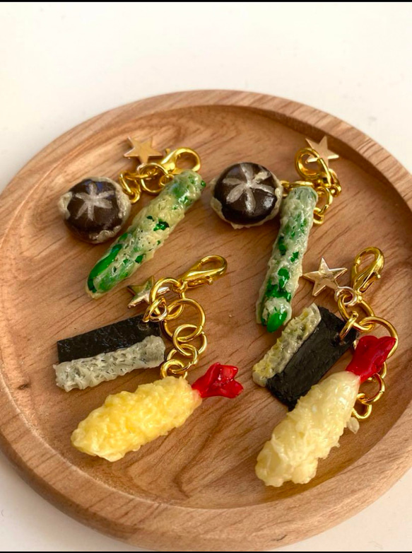 天ぷら　チャーム　フェイクフード　フェイクスイーツ　食品サンプル　ミニチュア　ミニチュアフード 2枚目の画像