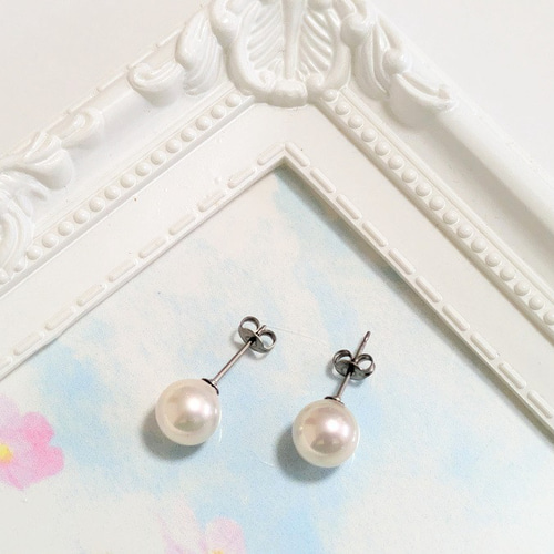 花珠真珠のような照り/磨き貝パールネックレス 9mm イヤリング 花珠真珠のような照り/磨き貝パールネックレス 9mm イヤリング