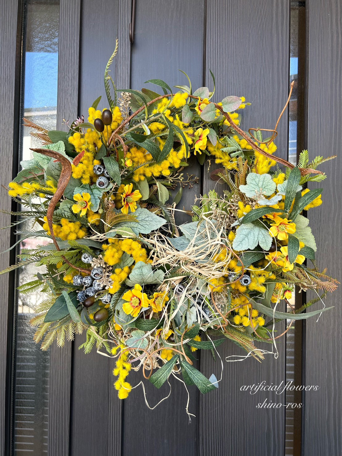 春待ち　パールアカシアと小花のハーフリース 春待ち パールアカシアと小花のハーフリース