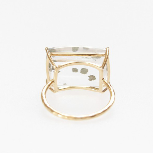 1点もの K18 マーカサイトインクォーツ リング（レクタングル）指輪