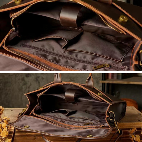 美品✨ビジネスレザーバッグ 牛革 A4サイズ 14インチパソコン収納可 大容量 A4対応 大容量ハンドバッグ ビジネスバッグ 本革牛革 大きめ
