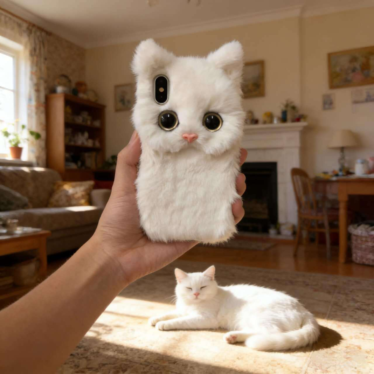 iPhone 17ケース シェル ペット Galaxy Google pixel 全機種対応 白猫 猫 アムスマホケース