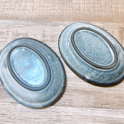 黒陶粉引 小皿 日本製 美濃焼 2枚セット 茶色 オーバル ミニトレー グレー シンプル 小物入れにも 3枚目の画像