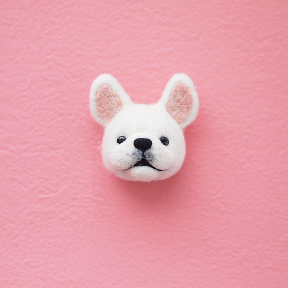 フレンチブルドッグ・フレブル・クリーム（ホワイト）・羊毛フェルト