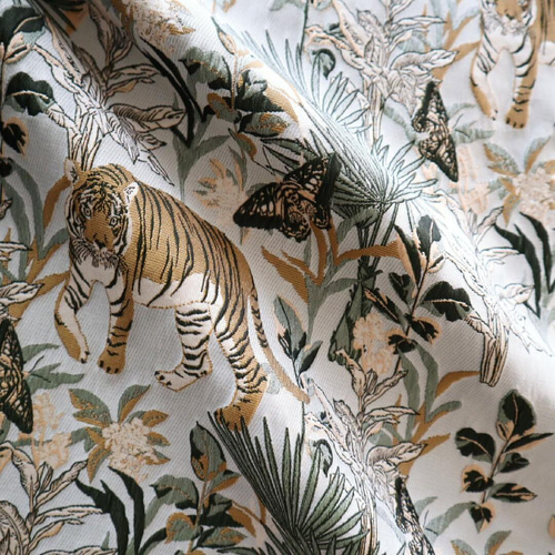 ゴブラン調 ジャガード織り生地 タイガー柄 ボタニカル 生地 Grace's