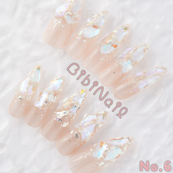☑︎オーロラピンクの雲模様ネイルチップ韓国オーダーニュアンスネイル