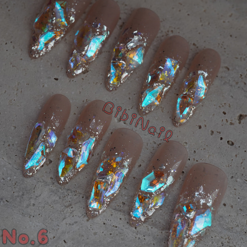 サイズオーダー】ネイルチップ 氷ネイル うるうる ニュアンス ワンホン  