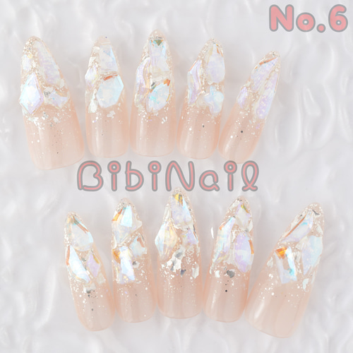 サイズオーダー】ネイルチップ 氷ネイル うるうる ニュアンス ワンホン  