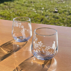 「桜咲く お花見猫の冷酒グラス」2種セット 5枚目の画像