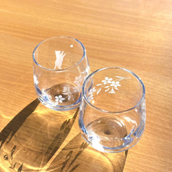 「桜咲く お花見猫の冷酒グラス」2種セット 12枚目の画像