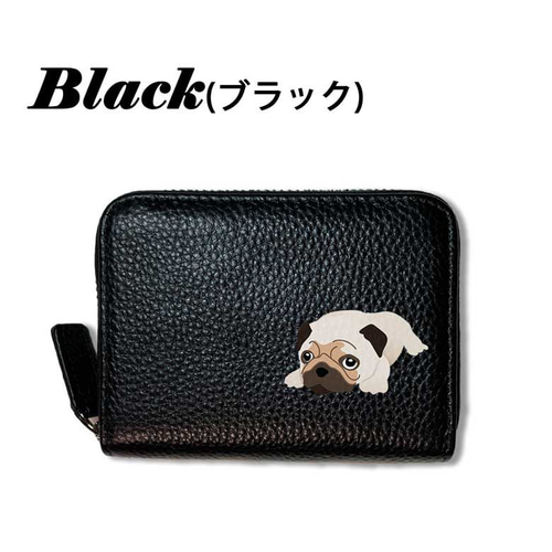 パグ 本革 コンパクト財布 じゃばらカードケース ボックス型 フル