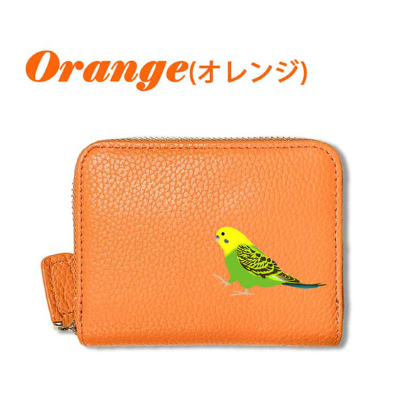 セキセイインコ 本革 コンパクト財布 じゃばらカードケース ボックス型 フルオープン 小銭入れ 財布 シュリンクレザー 16枚目の画像