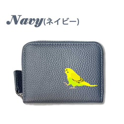 セキセイインコ 本革 コンパクト財布 じゃばらカードケース ボックス型 フルオープン 小銭入れ 財布 シュリンクレザー 19枚目の画像