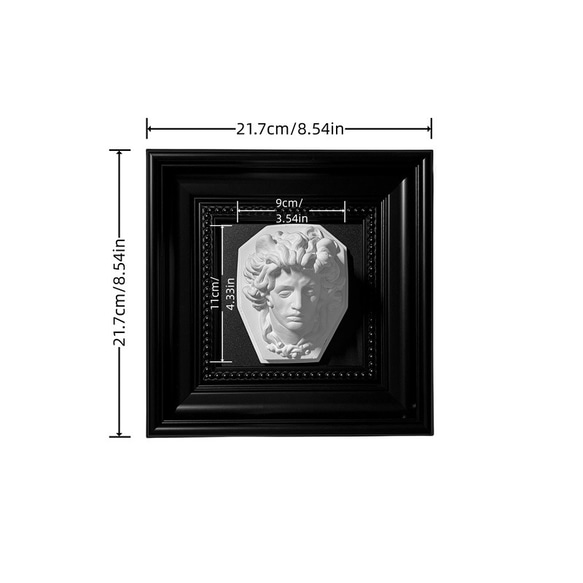 彫刻 メデューサ 立体感 エレガント 額縁付き オブジェ 置物 おしゃれ 壁掛け ウォールアート cht-1635 9枚目の画像