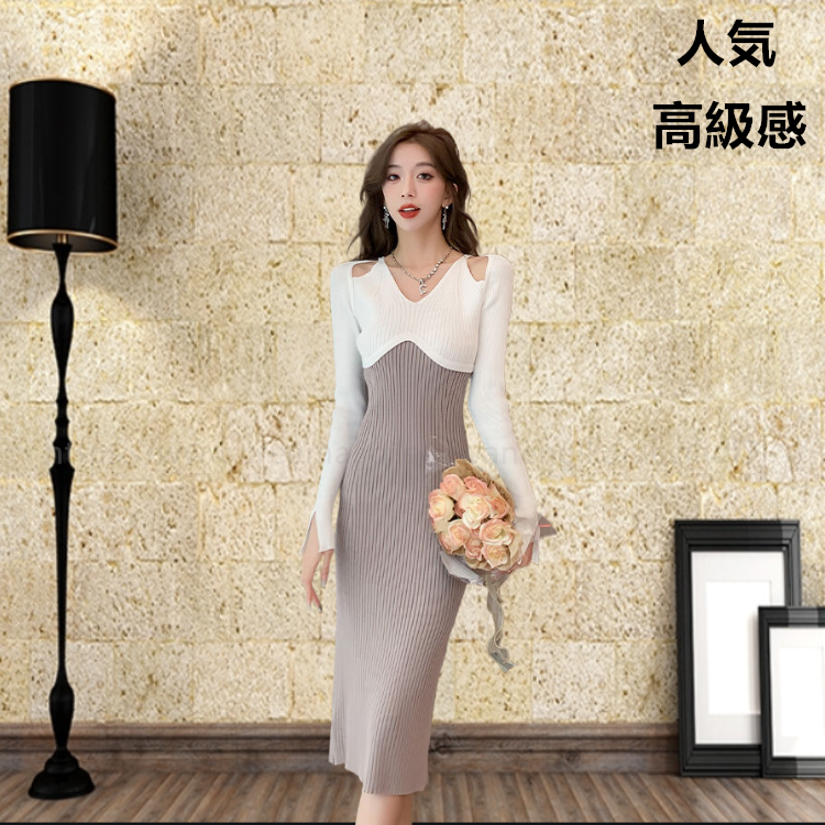 ワンピース 高級感 スカート ゆったり ファッション 大人 長袖 新作 フォーマル レディース フォーマル 人気 シンプ