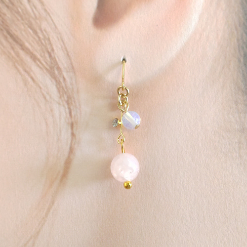Irise coffret 選べる2種類 天然石 桜 フープピアス 2P 両耳用