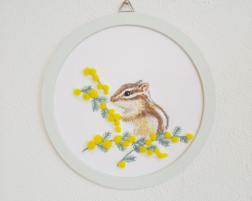 シマリス りす 原画 絵画『シマリスとミモザ』 - 絵画 - 絵画