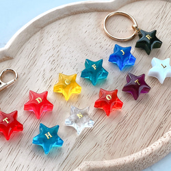 ぽんた 月と星のイニシャルキーホルダー 丸文字形ミニ ぽんた様専用 月と星のイニシャルキーホルダー 丸文字形ミニ