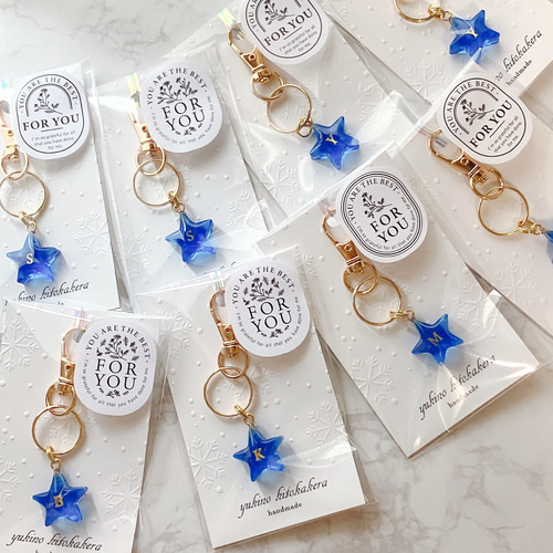 名入れ・全19色】ミニ星型☆イニシャルキーホルダー／アンブレラ