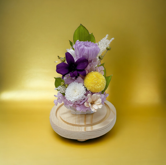 ガラスドーム仏花【プリザーブドフラワーの仏花】 4枚目の画像