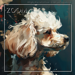 【犬花爛漫 - プードル犬 No.1】モダンアートポスター 犬の絵 犬の絵画 犬のイラスト 3枚目の画像