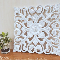 レリーフ 40cmx40cm WW アートパネル ウッドレリーフ 木彫り フレーム