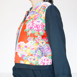 KIMONO CREW NECK JACKET  -ヴィンテージ着物を使ったクルーネックジャケット １点物です！ 4枚目の画像