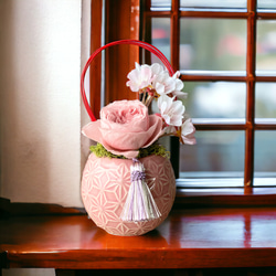 桜とローズのお祝いアレンジメント･:* 卒業祝い 出産祝い 贈り物 水引 さくら モダン フラワーギフト 8枚目の画像
