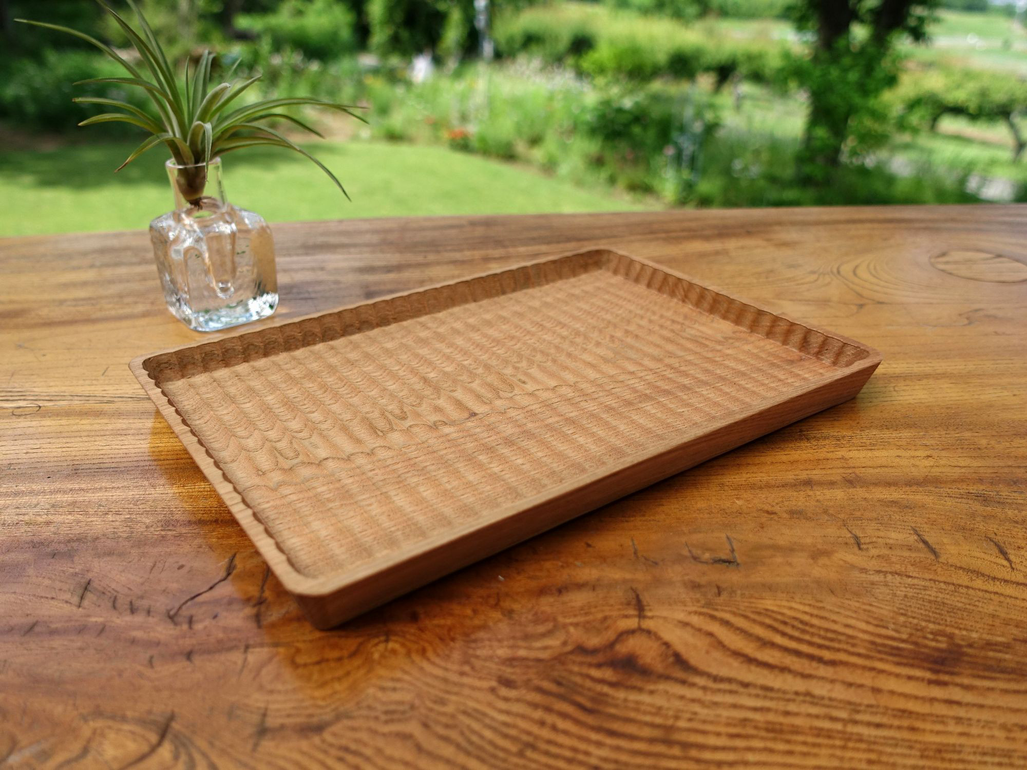 我谷盆 #196 胡桃 26×26×2.5 cm ナチュラル 木地盆 お盆 盆 折敷 煎茶