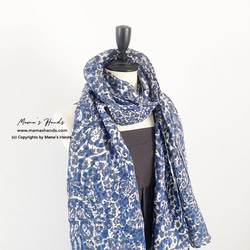 ★超值 2 件套★ 義大利製造亞麻佩斯利藍色 x 灰色披肩和冰袋保暖圍巾母親節 第3張的照片