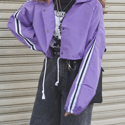 Line Sleeve Nylon Short Jacket (lilac) ジャケット パープル 紫 ストリート 3枚目の画像