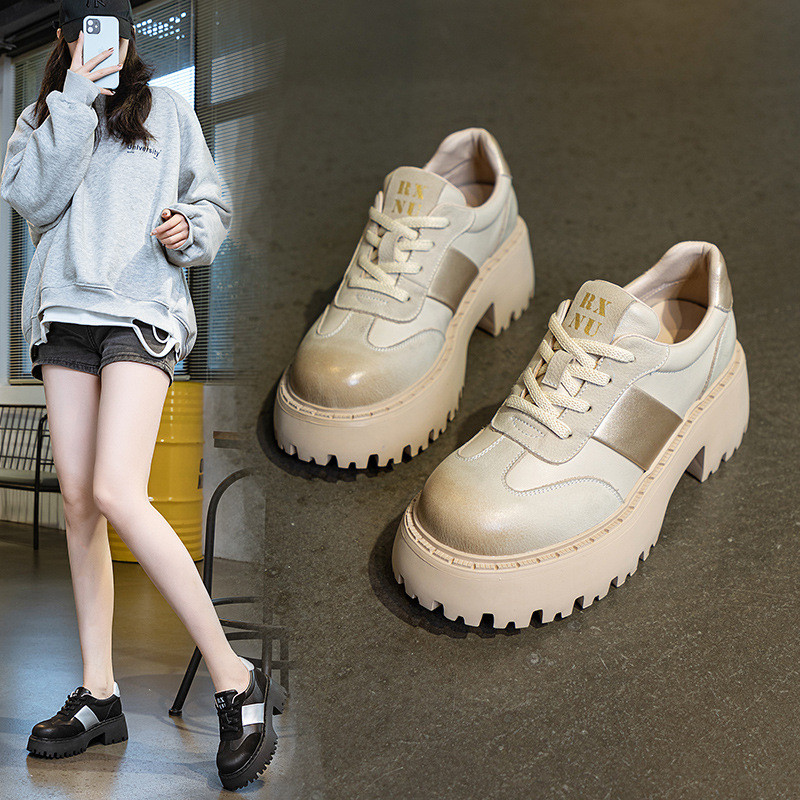 厚底本革レディースシューズ・英国風革靴カジュアルシングルシューズ・軽くて快適 A110